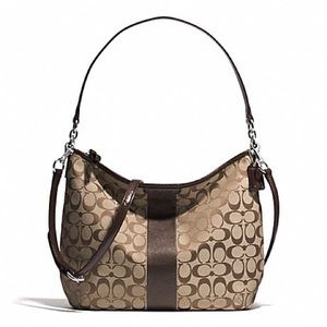 COACH SIGNATURE STRIPE CONVERTIBLE HOBO BAG